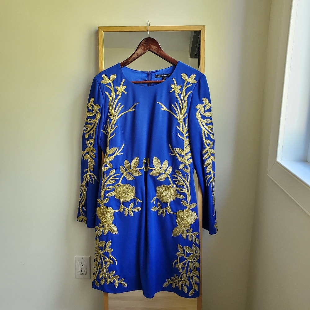 Blue dress  with gold embroidery